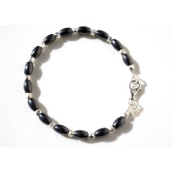 Bracciale in ematite naturale e argento 925. Lunghezza  21 cm.