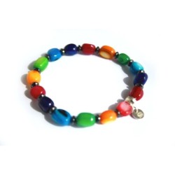 Bracciale Rainbow con madreperla colorata e rondelle di ematite naturale. Arg 925