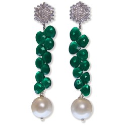 Orecchini con perle di acqua dolce e pietre naturali