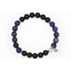 Bracciale in onice satinato, sodalite e argento 925.