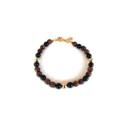 Bracciale con occhio di tigre  e argento placcato oro 18kt.