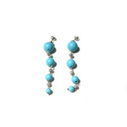 Orecchini di pasta di turchese, sfere di resina e cristalli swarovski su argento 925. Monachella in argento 925 e crist.