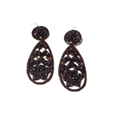 Orecchini di  macramè  con cristalli swarovski. Monachella in argento 925