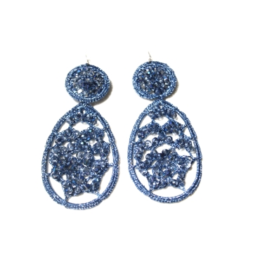 Orecchini di  macramà  con cristalli swarovski. Monachella in argento 925