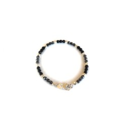 Bracciale in ematite naturale sfaccettata, onice sfaccettato e sfere di argento 925